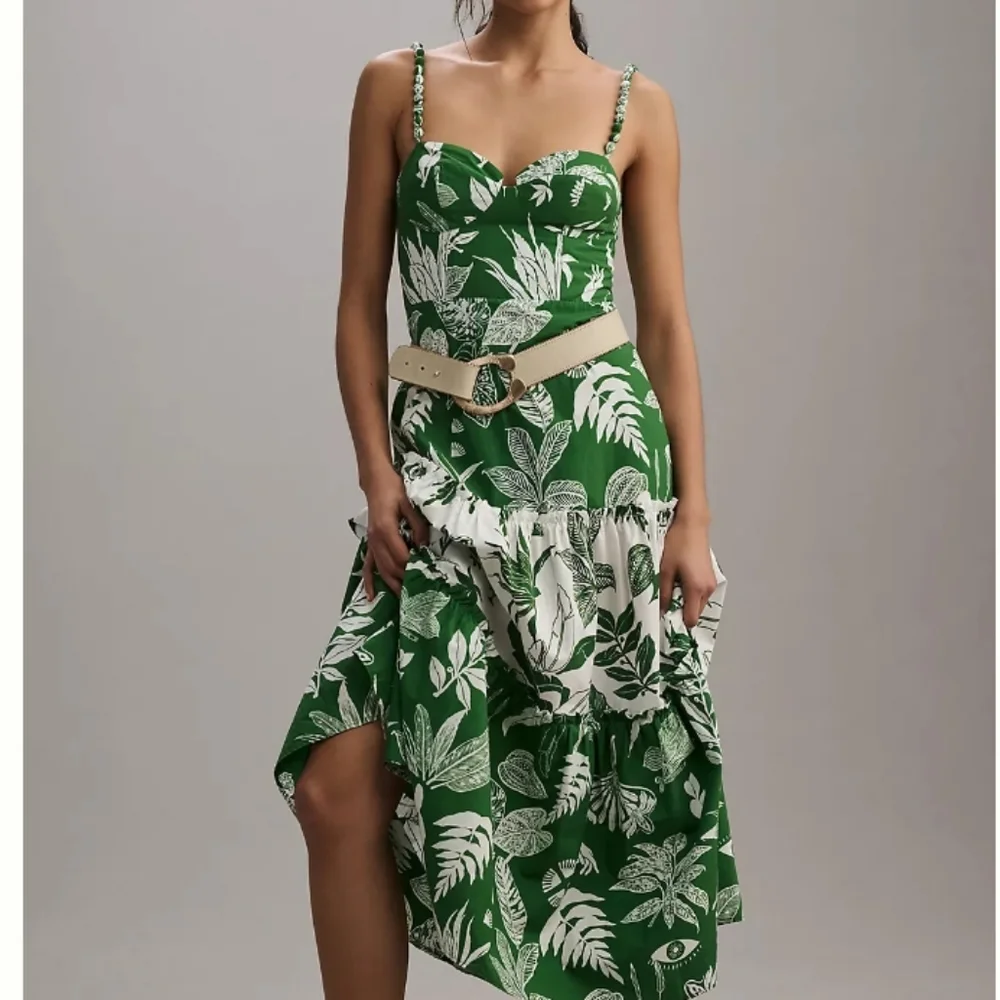 FARM Rio Forest Soul Ruffled Tiered Mix Midi Dress Size Medium Nwt - Picture 6 of 13